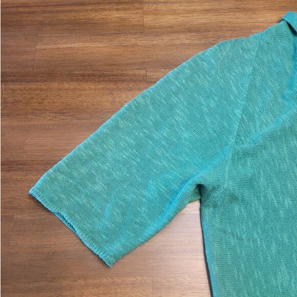 EILEEN FISHER Open-Front Linen/Cotton Cardigan PM – Green - Picture 3 of 8